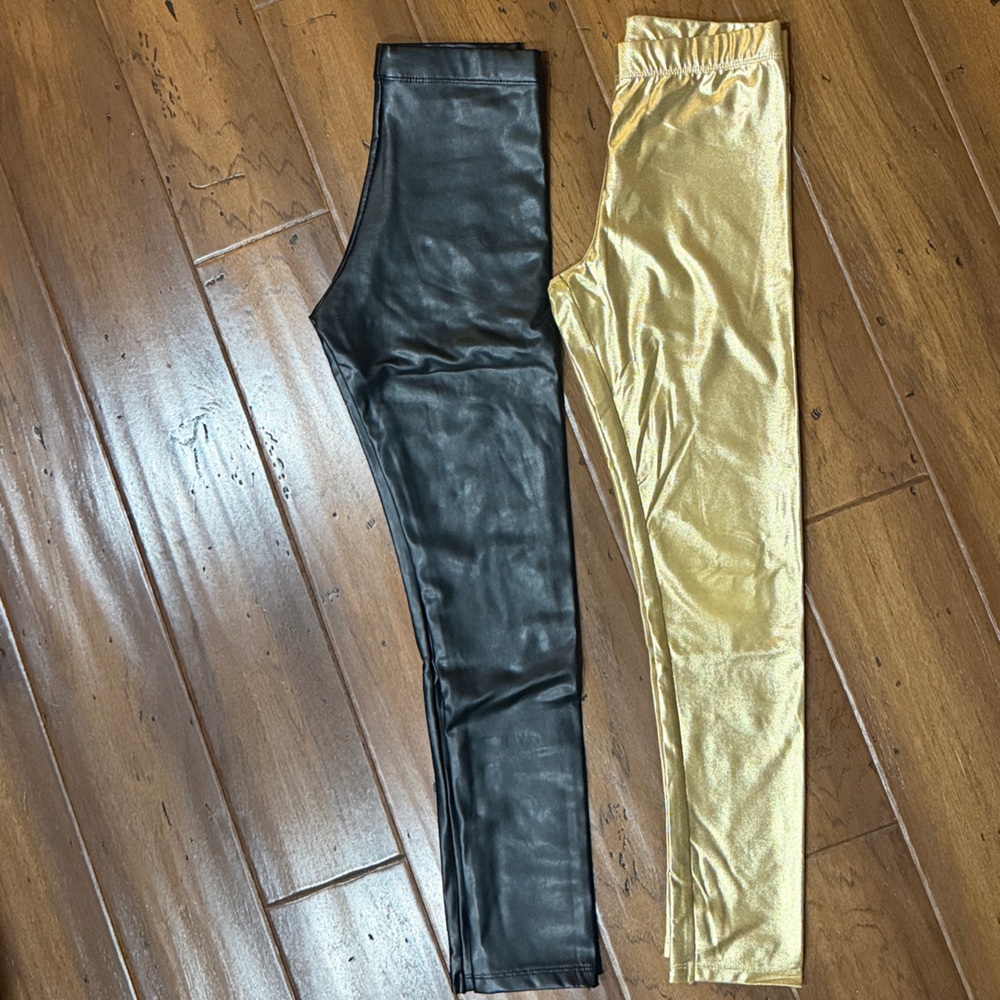 H&M Shiny Gold and Black Kids Leggings